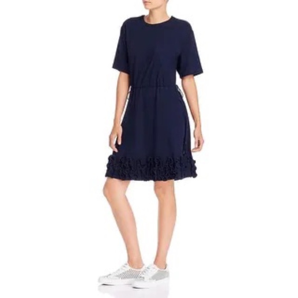 See by Chloe Drawstring Short Sleeve Mini Dress in Navy Size Small